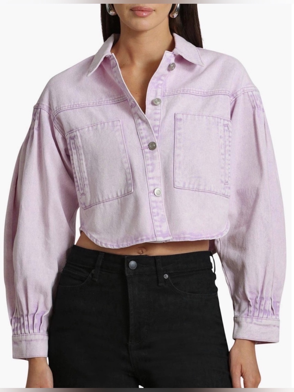Avec Les Filles Cropped Light Lavender Denim
jacket